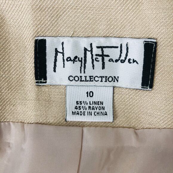 Mary McFadden Vintage Jacket Beige Pink Linen Blend Zip Front Size 10 - Picture 2 of 12